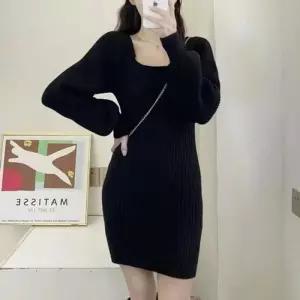 [라일리여성의류] Rly 스퀘어넥 니트 미니 숏 원피스 봄 가을 원피스코