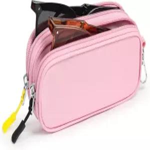 FIROK 더블 글래스 케이스 부드러운 듀얼 안경 선글라스 파우치 클립이 달린 휴대용 여행용 정리함 홀더