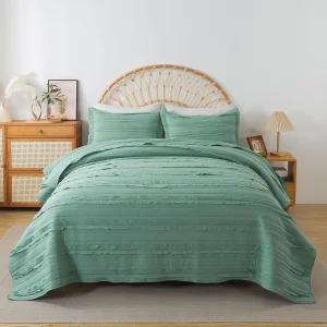 호네이라이프 퀸 퀼트 침구 세트 - 경량 침대 스프레드 3피스 워싱 극세사 초 소프트 커버 허름한 시크