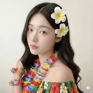 [파인티샵]하와이 꽃 핀 머리핀 헤어 집게 액세서리 훌라 해변 바다 장기자랑 꾸미기 소품 장식