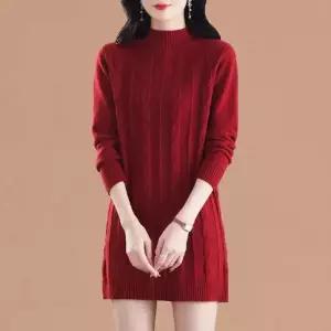 여사친 치마 레드 니트 하프 추동 이너 아이템 꽈배기 도톰한 반폴라 트렌디 가을겨울 HT4