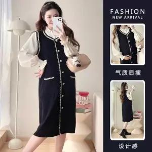 여성 니트 원피스 스커트 페이크 임산부 슬림핏 트렌디 아이템 HT4