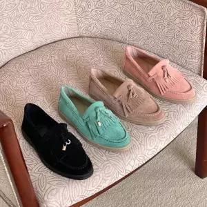 [옷자락]여자 스웨이드 로퍼 봄 데일리 편안한 플랫슈즈_P419404566