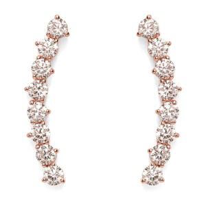 여성용 파보이 14K 골드 도금 큐빅 지르코니아 이어 크롤러 스터드 귀걸이 - 가짜 다이아몬드 화살 클라이머 패션 귀걸이 - 트렌디한 이어스케이프 문구 주얼리