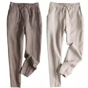 [모두모아]여성 린넨 여름 시원한 바지 배기 핏 쿨 밴딩 팬츠 여성아이스바지 리넨바지 린넨9부바지 허리밴