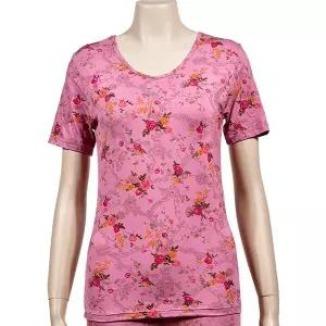 플라워 패턴 솔리드 천연섬유 반팔 3부 상의 내의0057al