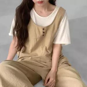 [다잇템]여성 마원단 SS 오버롤 슬릿 단추 점프수트 (36292475A)