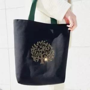 행운 다복 럭키트리 황금 돈꽃나무 큐빅 보조가방 고급 에코백 데일리 외출가방 다용도가방