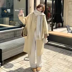 여성용 모직 롱 동계 캐시미어 크림 코트 데일룩 양면 DAOL4