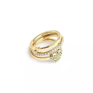 코치 시그니처 퀼트 하트 링 골드 3P