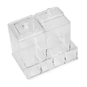 뷰티 투명 화장솜꽂이 뚜껑 면봉 화장대 소품정리