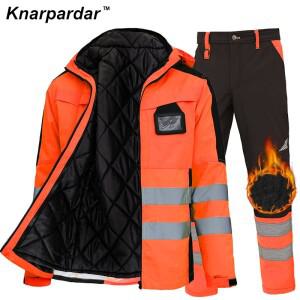 야외 바이크 오토바이 라이딩 고시인성 겨울 작업복 자켓 및 바지 안전 재킷 반사  세트
