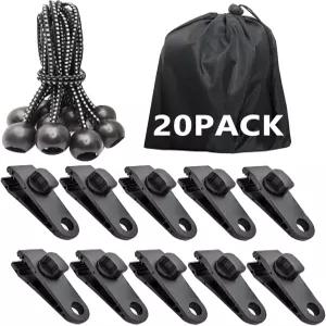 루야딘 방수 클립 헤비 듀티 잠금 그립 20팩 클램프 번지 코드 텐트 어닝 카라반 캐노피 자동차 커버