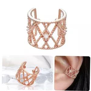 이어커프스 격자 큐빅 로즈골드 링 귀찌 이어커프 14KGP