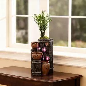 5개의 LED 색상 변경 조명이 있는 탁상용 분수대 명상 책상 물 장식 홈 데코 사무실 또는 집들이 선물