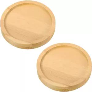 파티킬 대나무 나무 접시 2팩 3인치 원형 식물 배수 트레이 분재 다육 냄비 가정용 발코니