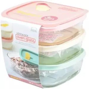 락앤락 파스텔 오븐 유리 조리 밥 보관 용기 3종 냉동고 세트