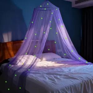 야광성을 가진 소녀들을 위한 구프리 퍼플 침대 캐노피 싱글 트윈 풀 퀸 사이즈 침대를 프린세스 네트