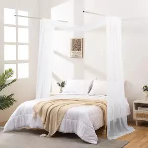 제이드 포켓 화이트 시어 캐노피 침대 스카프 툴레 커튼 144인치 길이 테시 밸런스 트윈 데크로 와이드 52