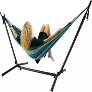 외부용 튼튼한 강철 스탠드 해먹 450파운드 용량의 휴대용 2 비치 백야드 가든 파티오 침실 100 * 40 38