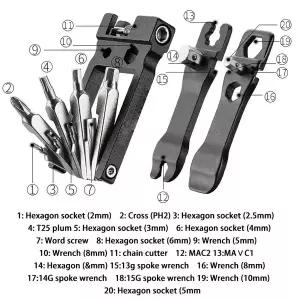 자전거 접이식 다기능 20 in 1 휴대용 수리 도구 미니 렌치