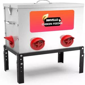 자동 중력식 닭 모이통 40파운드 용량 조절 가능한 높이 스탠드와 야외 오리 거위를 위한 잠금 뚜껑이 있는