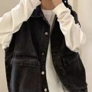 빈티지 블랙 데님 베스트 스트릿 진조끼 아우터