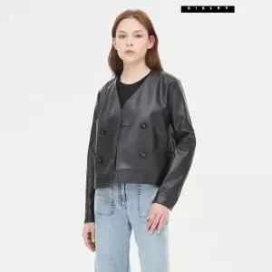 시슬리 노카라 페이크 레더 자켓 SALEE24111215949