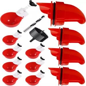 닭 모이통 및 급수기 세트 8팩 컵 4팩 DIY 자동 대형 오리 병아리 기타 다양한 가금류에 적합한 매칭 드릴