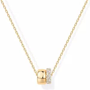 여성용 파보이 14K 골드 도금 펜던트 목걸이 큐빅 지르코니아가 있는 두 개의 독특한 론델 슬라이딩 체인