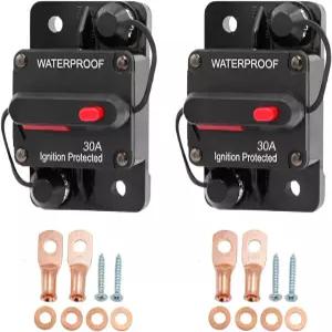 Zpana 자동차 서킷 브레이커 2PCS DC 12V-48V 30A 방수 차량 스테레오 오디오 전자 배터리 태양광 시스템
