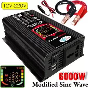차량용인버터 6000W 차량용 인버터 듀얼 USB DC 12V AC 110V 220V 차량 스마트 LCD 디스플레이 iPad 전화