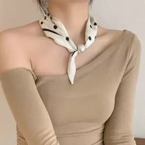 진주 마그네틱 스카프 패턴 환절기 미니 원터치 목도리 가을 겨울