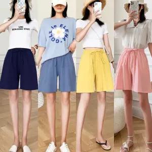 [제이커머스]여성 루즈핏반바지 팬츠 밴딩 여름 면바지 와이드팬츠 여자바지 여성와이드팬츠 통바지 여성의