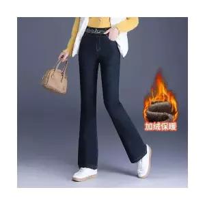 여성 트렌디 아이템 청바지 배기핏 데님 기모 바지 가을 겨울 도톰한 핫팬츠 밴딩 하이웨스트 HT4