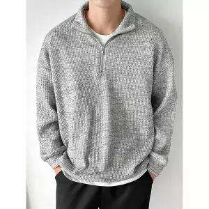 [하프클럽/코디제이]M906 골지 반집업 니트티 지퍼 카라 남친룩 신축성좋은