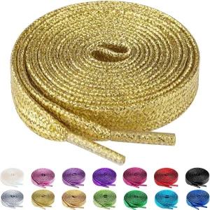 올룩스크 2쌍 플랫 글리터 반짝이는 메탈릭 신발끈 컬러풀한 스팽글