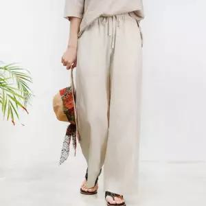 [제이커머스]여자 린넨 통 바지 허리 밴딩 와이드 여름 팬츠 여성린넨바지 여성린넨와이드팬츠 남자린넨바