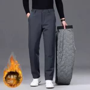 남성용 팬츠 겨울 캐주얼 트렌디 아이템 면린넨 프리미엄 오리털 정장 스트레이트핏 도톰하고 따뜻한 HT4