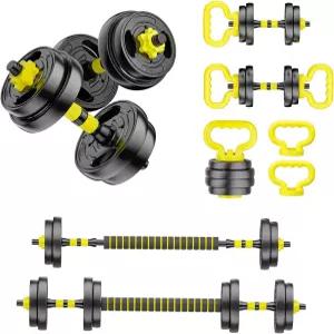 HUAYA 조절식 덤벨 세트 커넥터 포함 10-90파운드 무료 무게 - 4 in 1 바벨 케틀벨 및 푸시업 스탠드