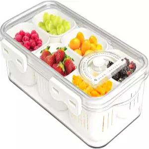 MANO 파티용 분할 야채 트레이 뚜껑이 있는 밀봉된 섹션 과일 스낵 6개의 구획이 플래터 보관함 상자