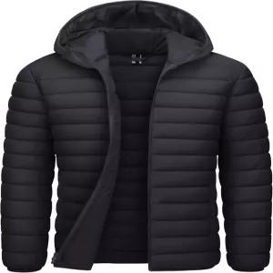 크라이설리 남성 패딩 재킷과 후드 경량 따뜻한 겨울 코트 방수 포장 가능 버블 재킷