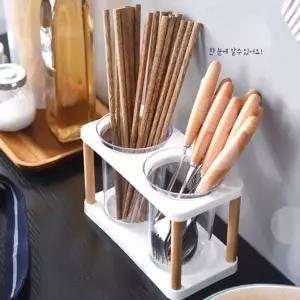 수저 정리함 2구 투명 수저통 간편한 식탁 정리 보관함