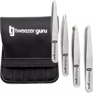 여성 및 남성용 핀셋 구루 눈썹 세트 - 전문가용 경사 뾰족한 케이스 포함 얼굴 모발 스플린터 인그로우
