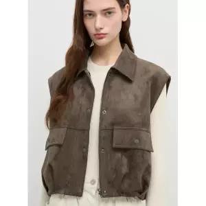 [롯데백화점]쉬즈미스 스웨이드 카라 집업 베스트 SWWVTP32010