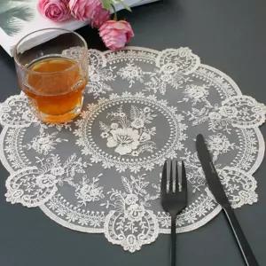 [이지커머스]원형 레이스 매트 홈파티 꾸미기 식탁 테이블 덮개 레이스매트 플라워자수매트 식탁테이블보