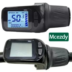 UART2 전자 자전거 LCD S886 전기 사이클 유선 속도계 디지털 스톱워치 Ebike 사이클링 Odomete