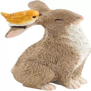 최고의 컬렉션 미니어처 요정 정원과 새 동상을 가지고 노는 테라리움 토끼