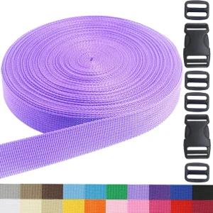 버클이 달린 1인치 백팩 가방 스트랩 20야드 라벤더 폴로필렌 웨빙 리본 바느질 천 안전벨트 등반 실외 및
