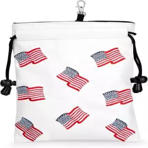 드로스트링이 있는 패트리엇 골프 귀중품 파우치 - 남성용 프리미엄 인조 가죽 티 액세서리 흰색